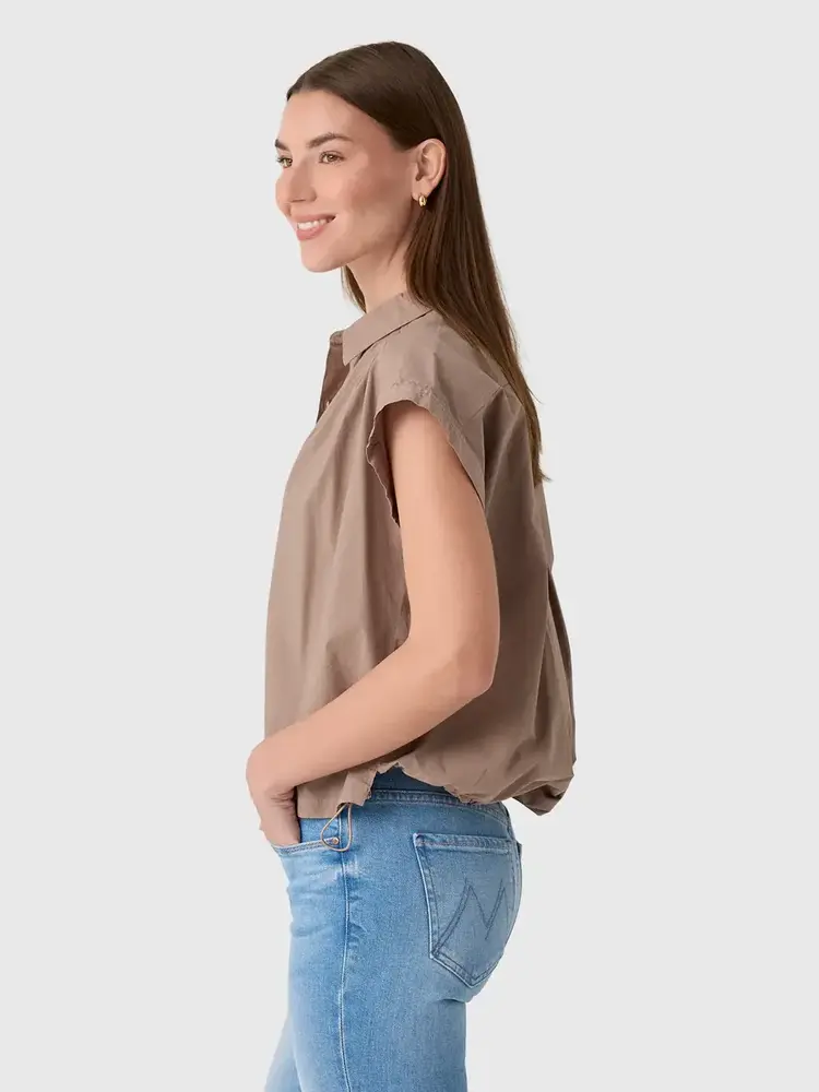 Velvet Arlend Stripe Rib & Poplin Mix Media Top Sahara