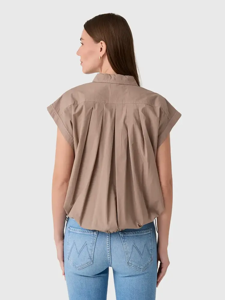 Velvet Arlend Stripe Rib & Poplin Mix Media Top Sahara