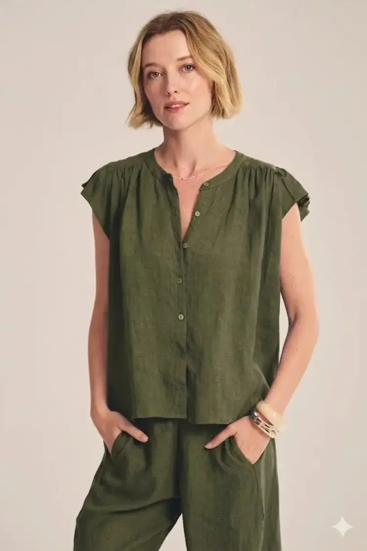 Velvet Janey Woven Linen Top Tootsie