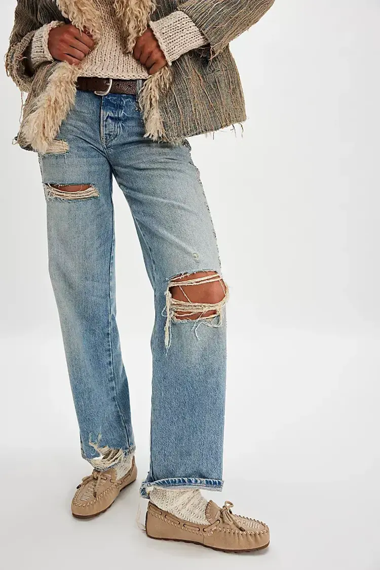 Free People Misty Suede Moccasins Sunstone Sand Suede