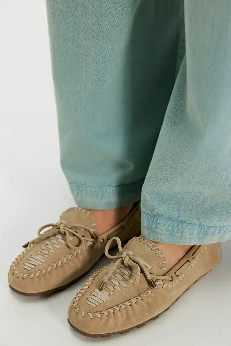 Free People Misty Suede Moccasins Sunstone Sand Suede