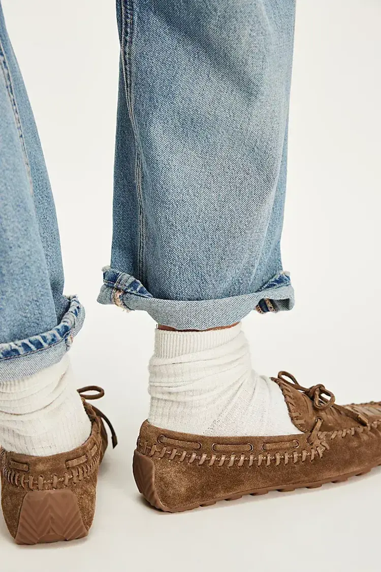 Free People Misty Suede Moccasins Olive Suede