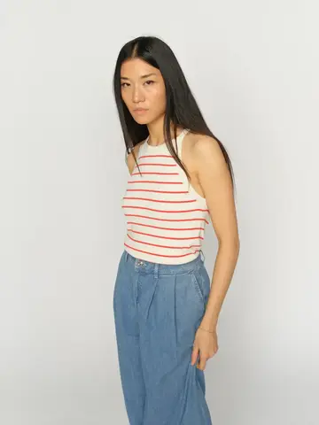 Mos Mosh Imanja Caliz Stripe Knit Top Spicy Orange