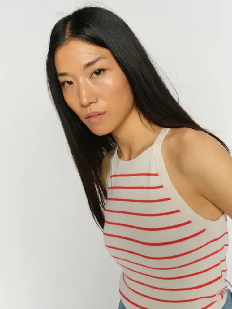 Mos Mosh Imanja Caliz Stripe Knit Top Spicy Orange