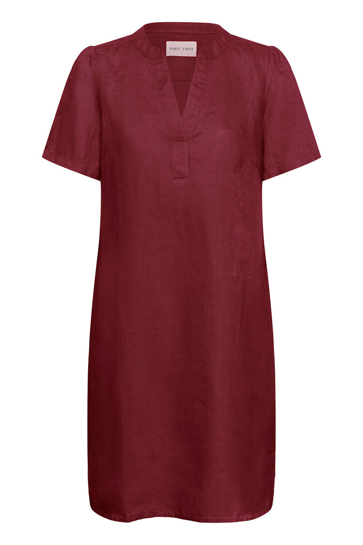 Part Two Aminase Linen Dress Burnt Russet
