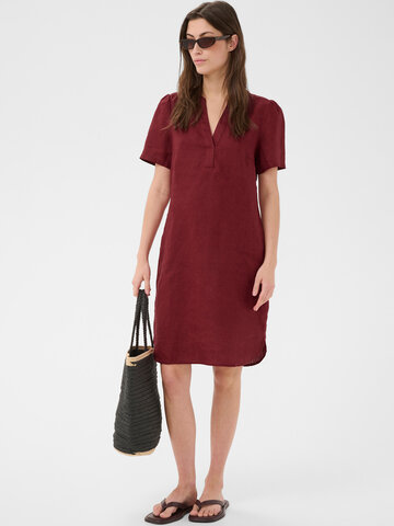 Part Two Aminase Linen Dress Burnt Russet