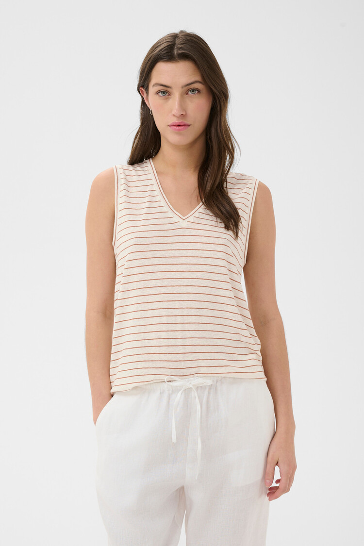 Part Two Brianie Top Brown Stripe