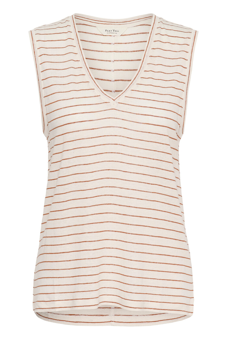 Part Two Brianie Top Brown Stripe