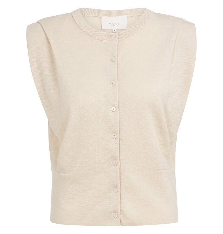 Yaya Shoulder Detail Cardigan Cloud Creme White