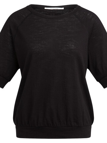Yaya Jersey Top With Knitted Outlook Black
