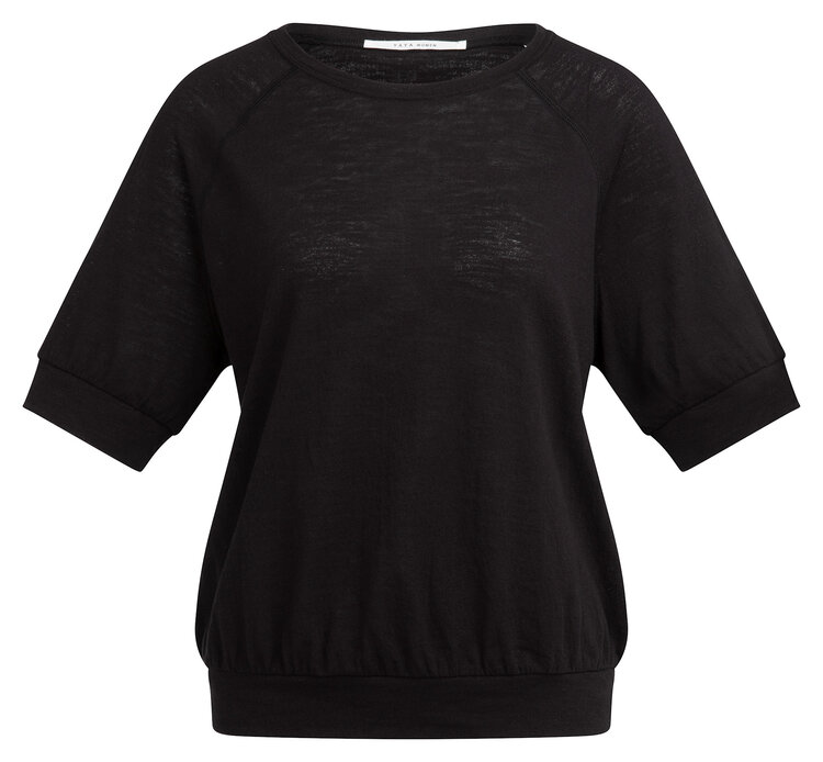 Yaya Jersey Top With Knitted Outlook Black