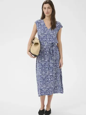 Part Two Bolene Dress Blue Block Print