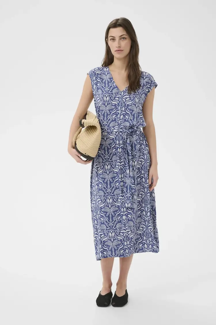 Part Two Bolene Dress Blue Block Print