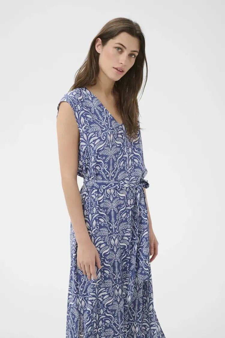 Part Two Bolene Dress Blue Block Print