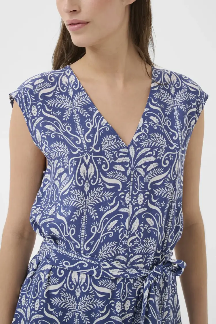 Part Two Bolene Dress Blue Block Print