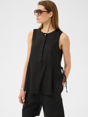 InWear Rowan Linen Drawstring Blouse Black