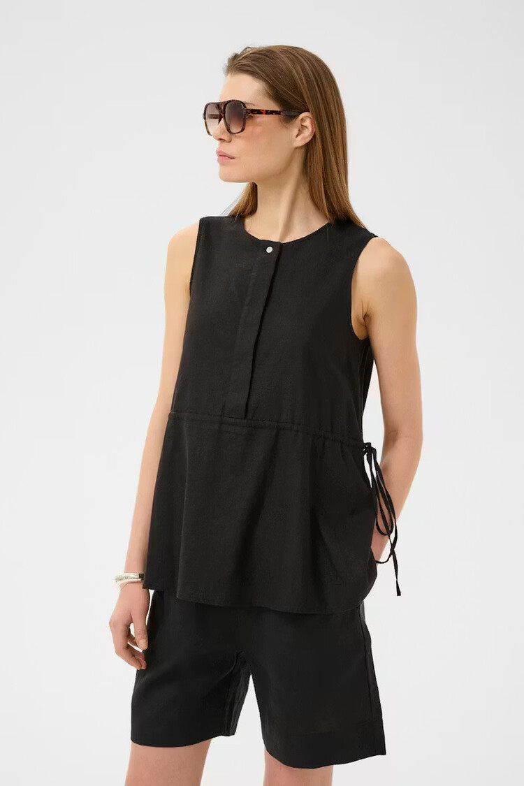 InWear Rowan Linen Drawstring Blouse Black