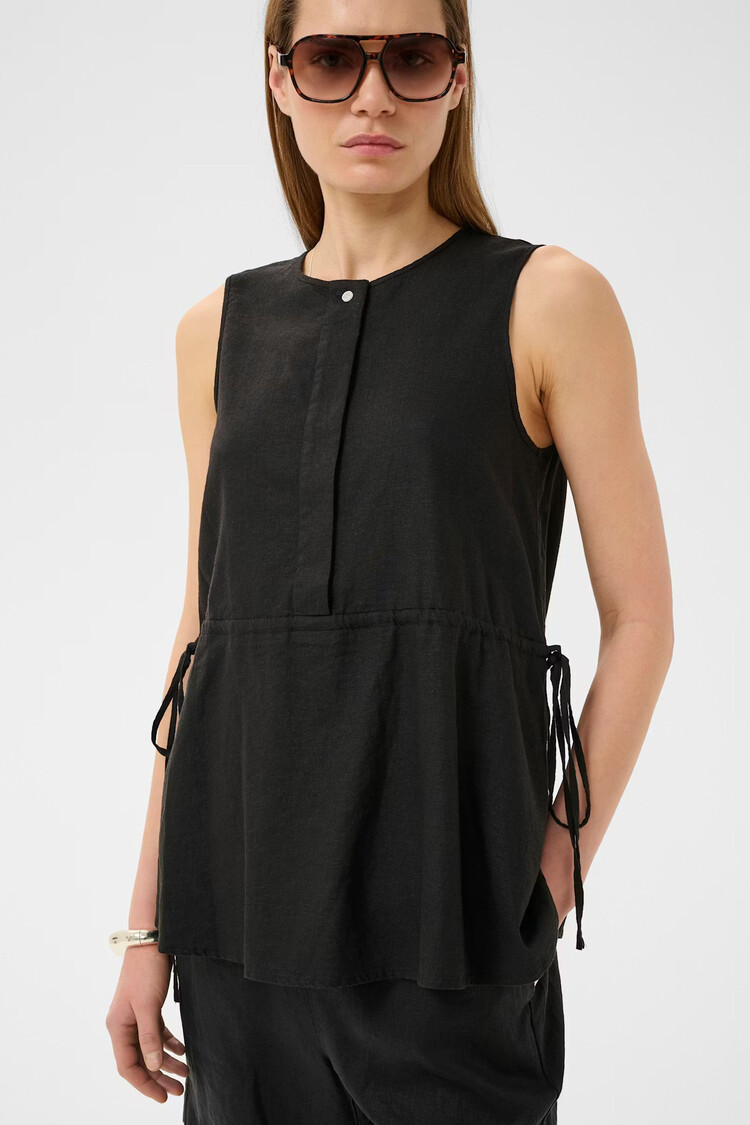 InWear Rowan Linen Drawstring Blouse Black