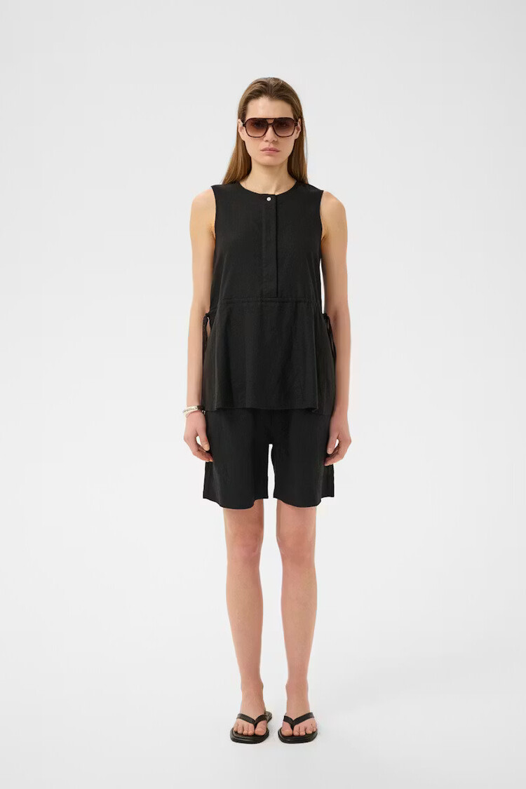 InWear Rowan Linen Drawstring Blouse Black