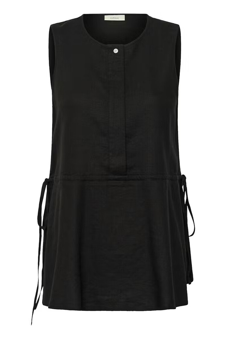 InWear Rowan Linen Drawstring Blouse Black