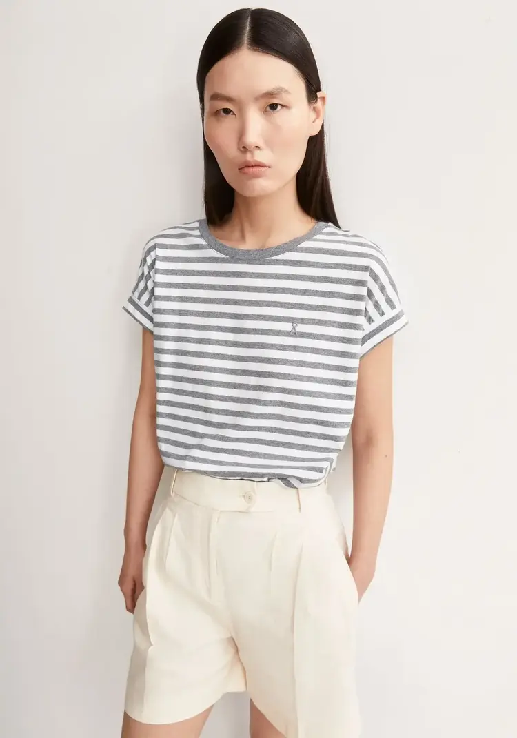 Armedangels Idaara Stripes White/Silver Melange