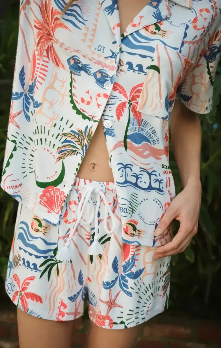 ZSupply Beach Days Getaway PJ Top White
