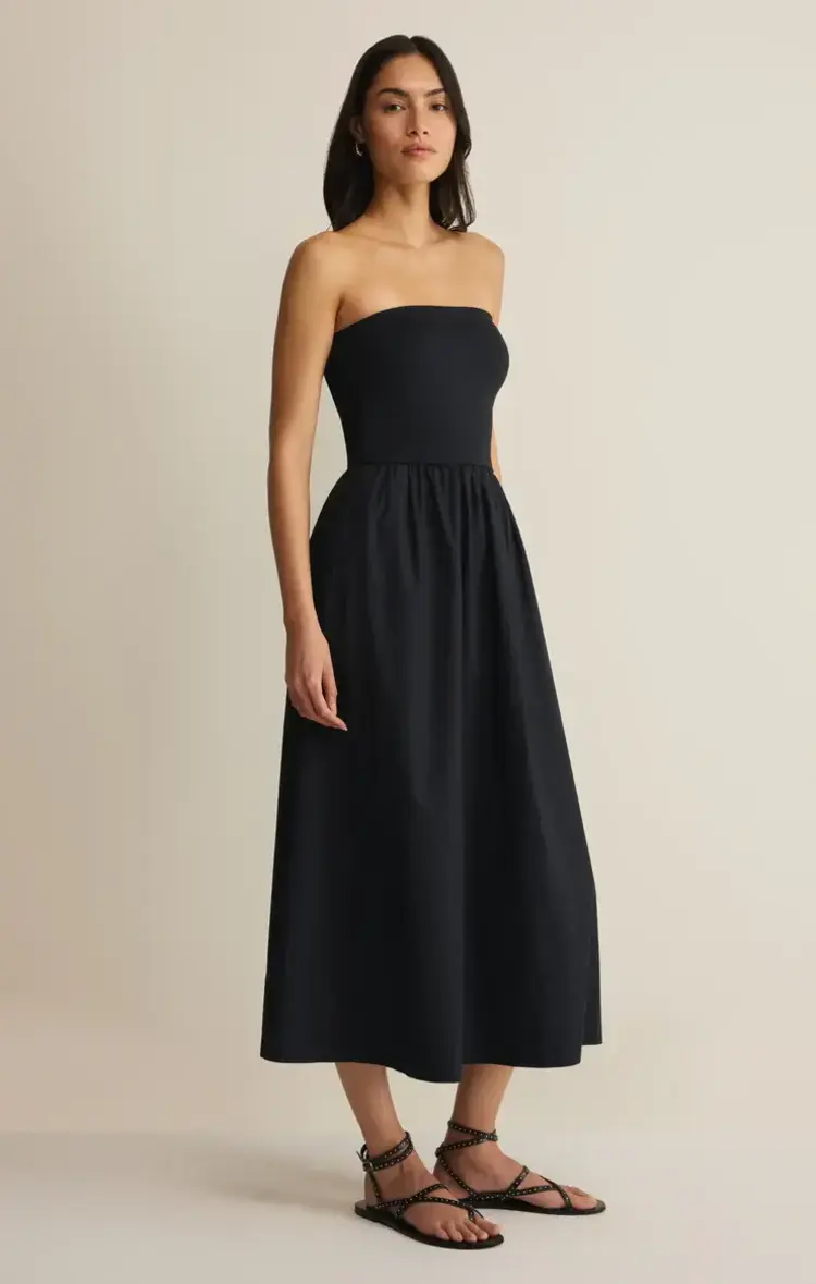 ZSupply Sunsought Strapless Midi Dress Black