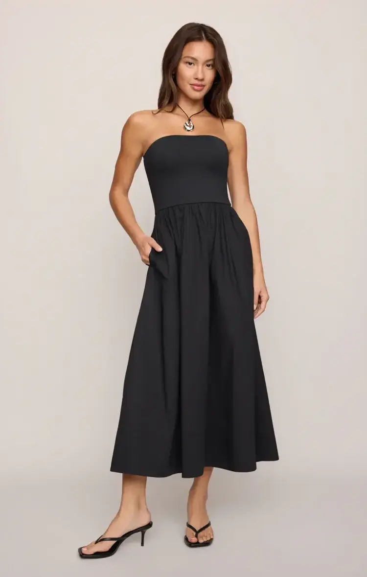 ZSupply Sunsought Strapless Midi Dress Black