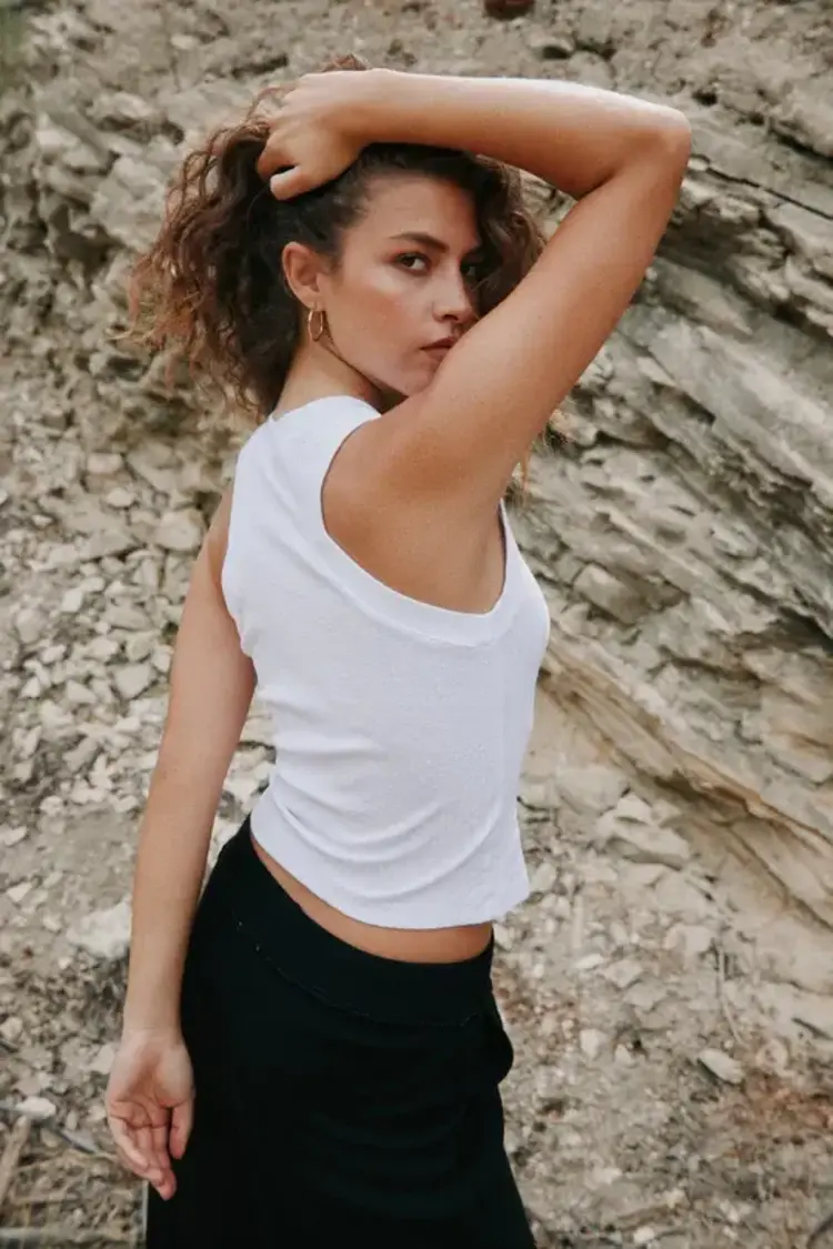 Project Social T Player Racerback Rib Tank White