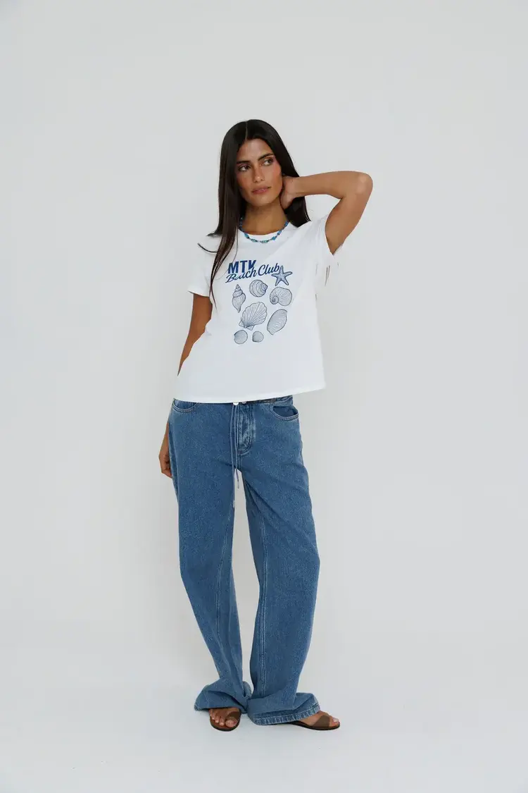 Sunny Somewhere MTK Beach Club Femme Crew White