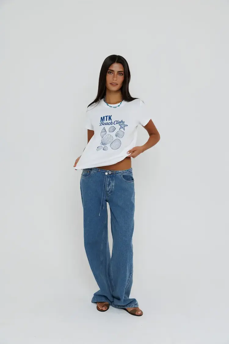 Sunny Somewhere MTK Beach Club Femme Crew White