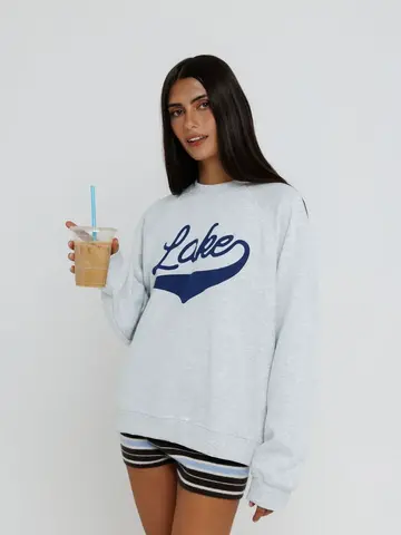 Sunny Somewhere Lake Raglan Sweatshirt Heather Ash