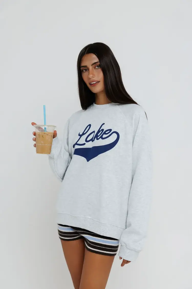 Sunny Somewhere Lake Raglan Sweatshirt Heather Ash