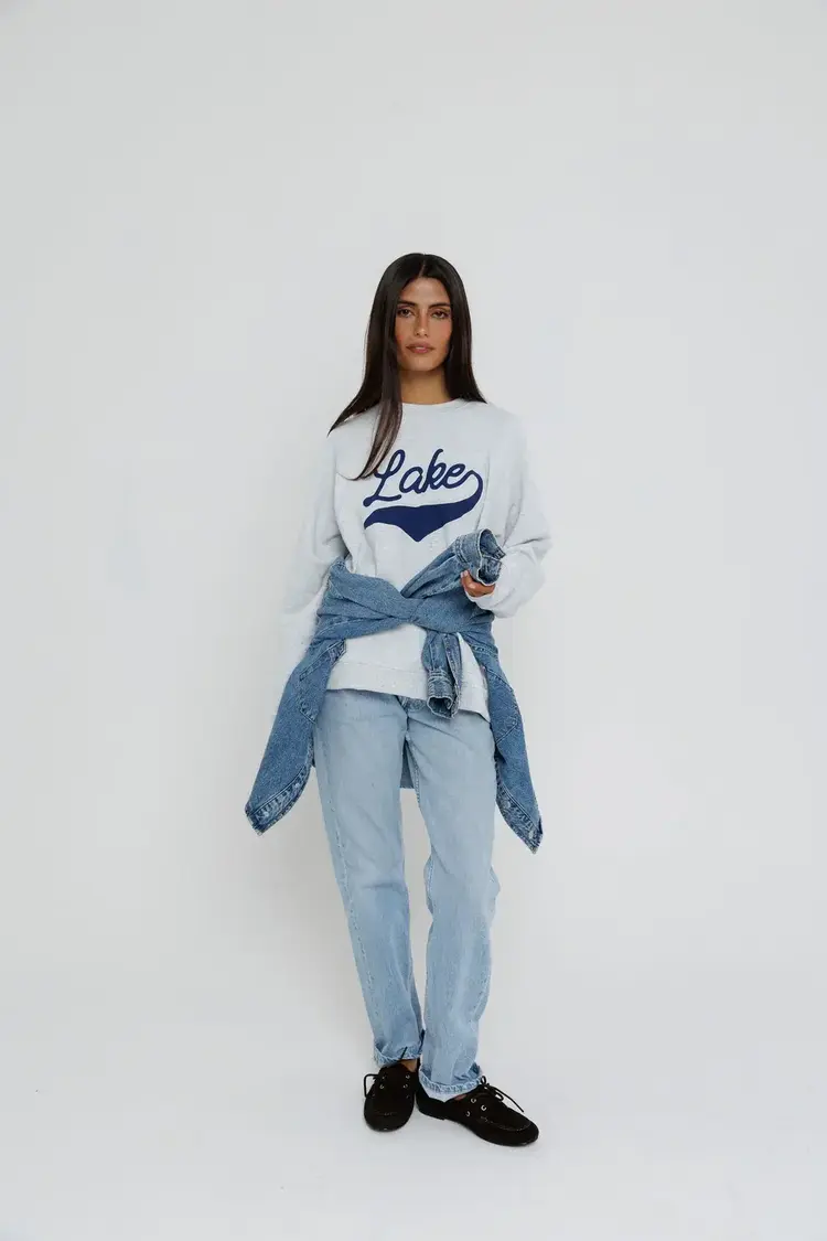 Sunny Somewhere Lake Raglan Sweatshirt Heather Ash