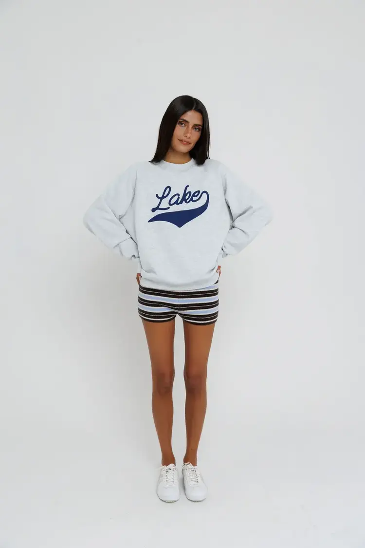 Sunny Somewhere Lake Raglan Sweatshirt Heather Ash
