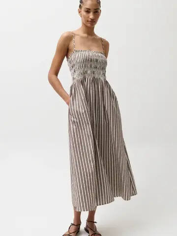 Pistola Bianca Dress Earthen Brown Stripe