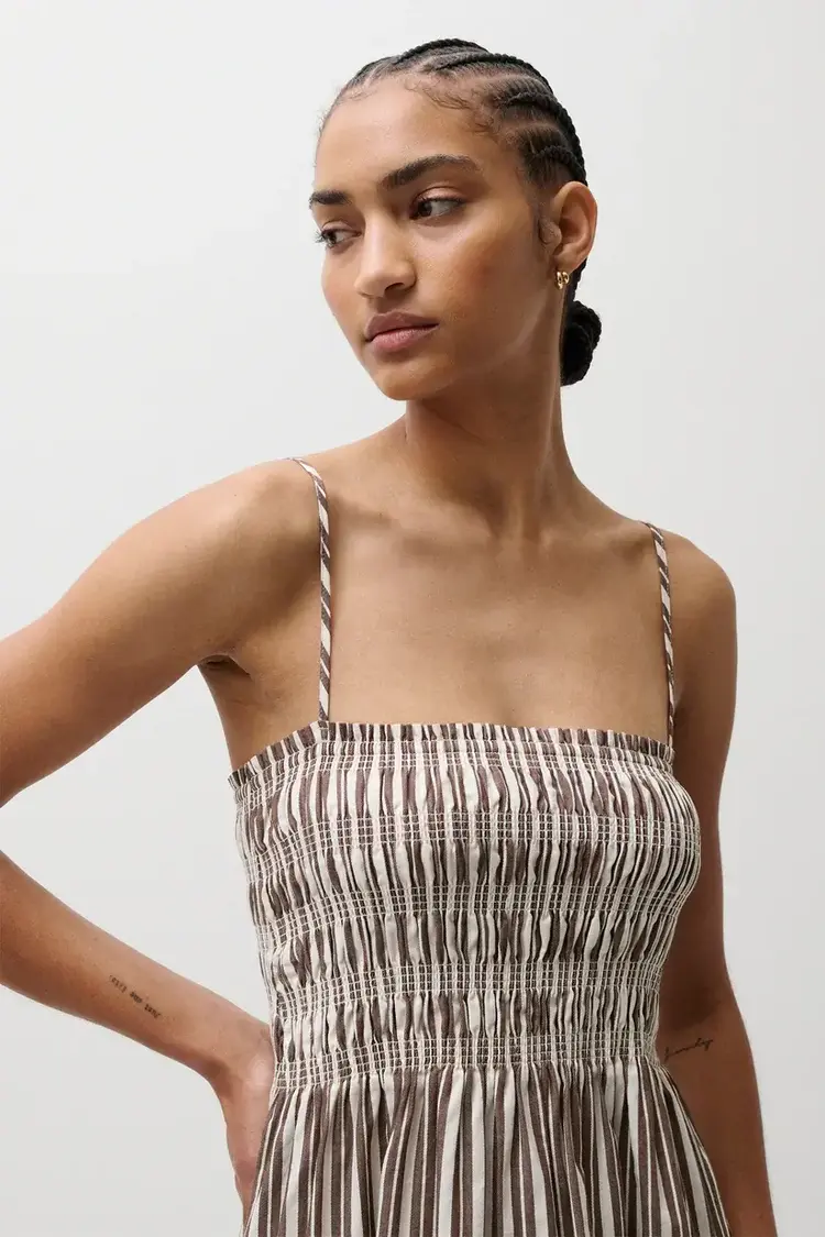 Pistola Bianca Dress Earthen Brown Stripe