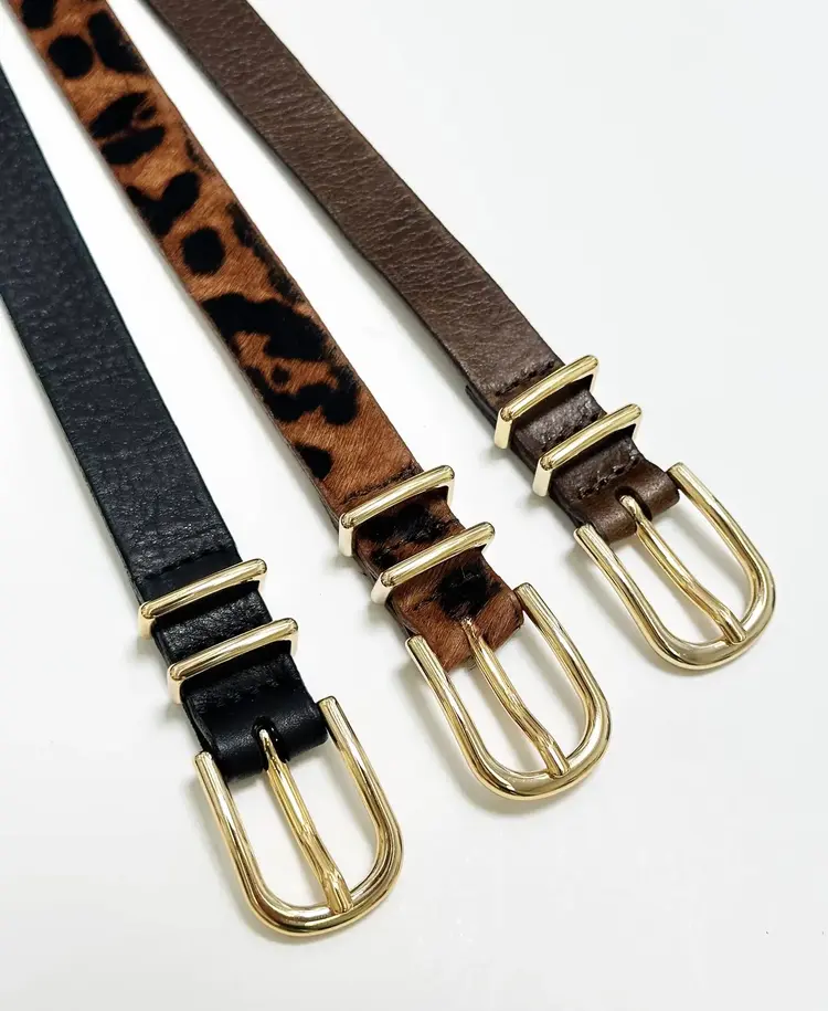 Brave Leather Julane Hair-On Belt Persian Leopard - Gold