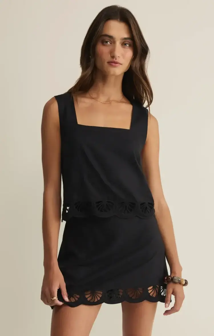 ZSupply Charlene Embroidery Top Black