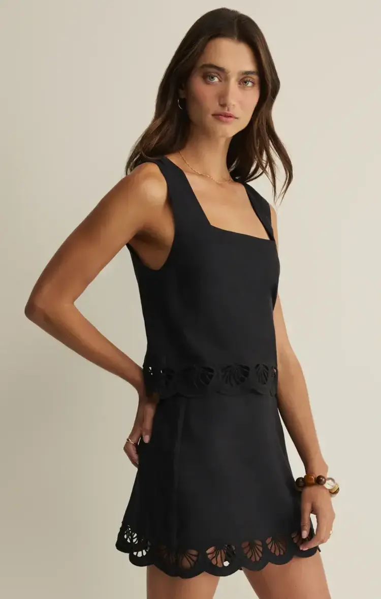 ZSupply Charlene Embroidery Top Black