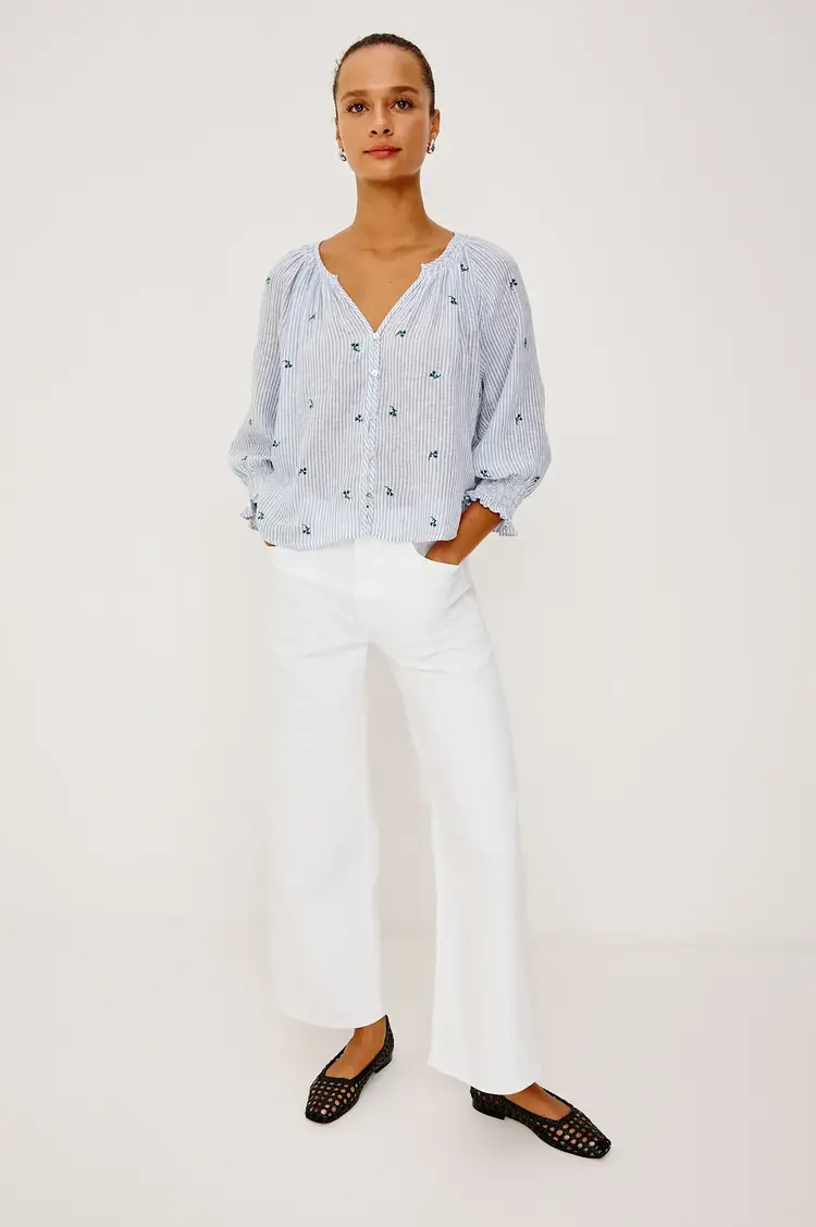 Rails Mariah Top Bluebell Embroidered Stripe