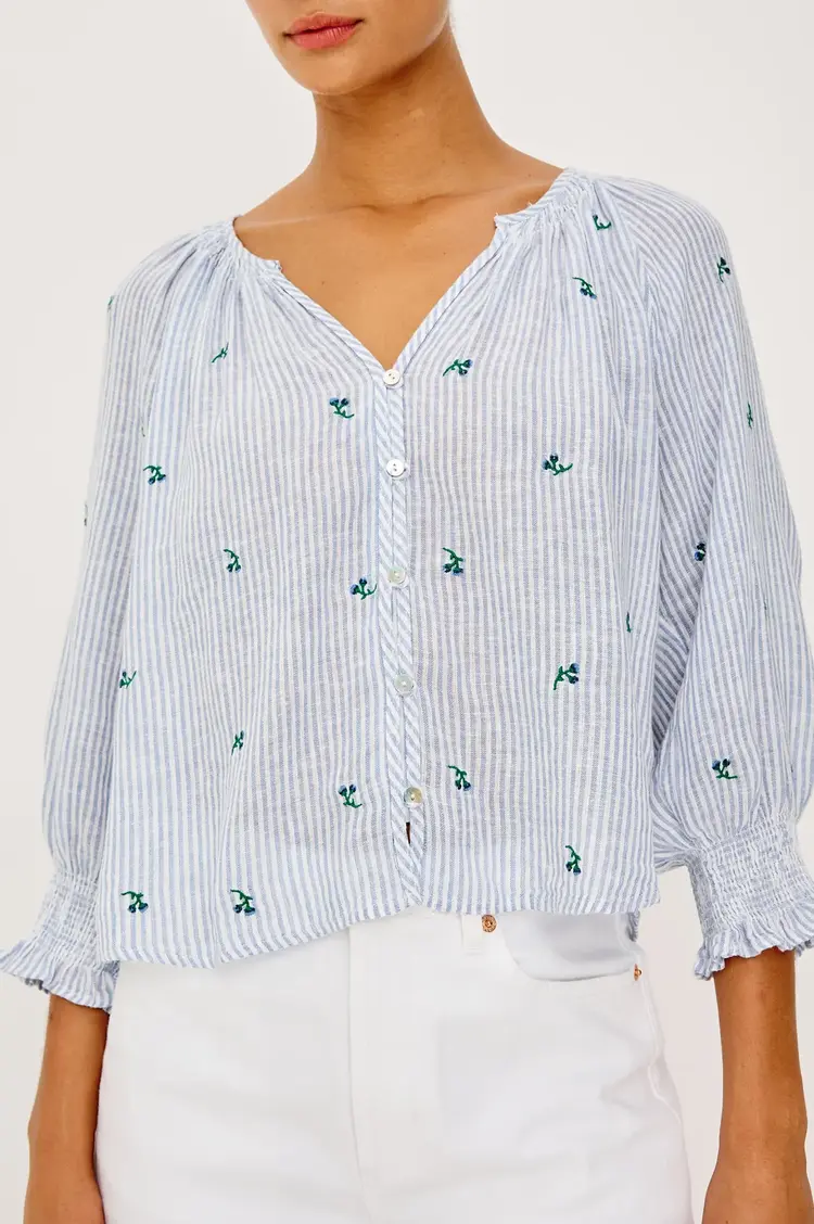 Rails Mariah Top Bluebell Embroidered Stripe