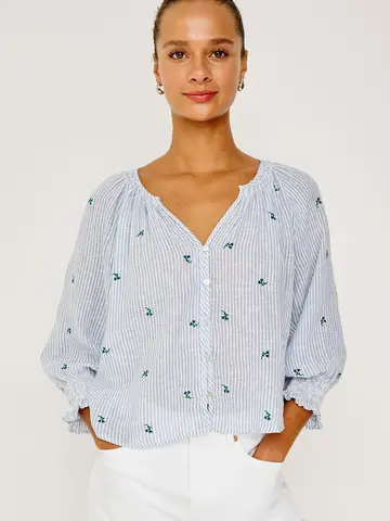 Rails Mariah Top Bluebell Embroidered Stripe