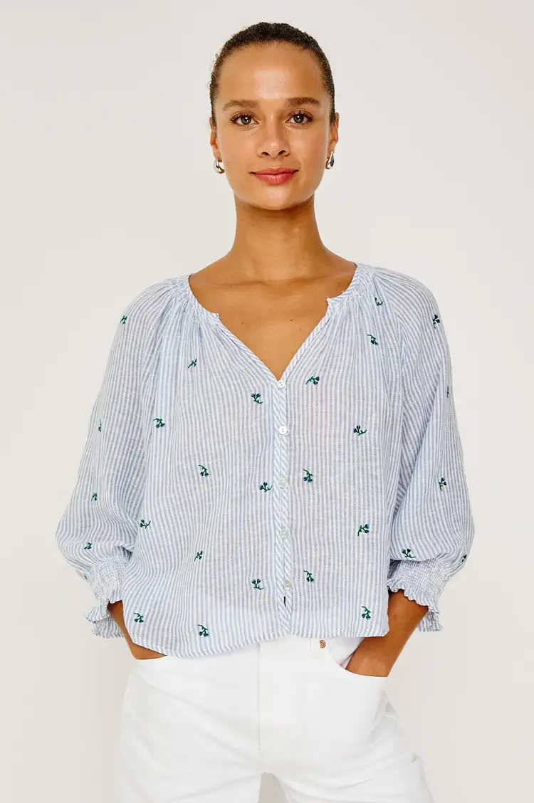 Rails Mariah Top Bluebell Embroidered Stripe