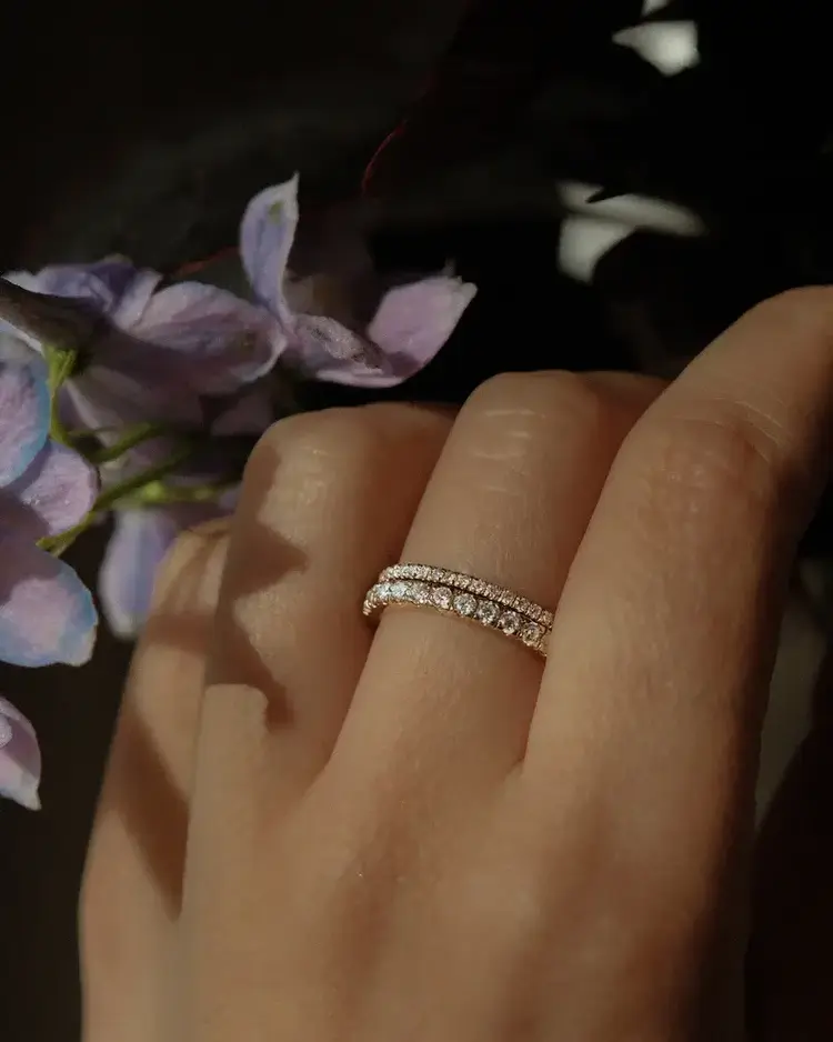 Leah Alexandra Eternity Band Ring 14K Silver Moissanite