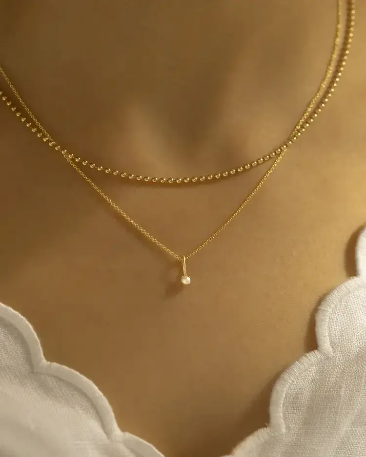 Leah Alexandra Ball Chain Necklace 14K Gold Vermeil