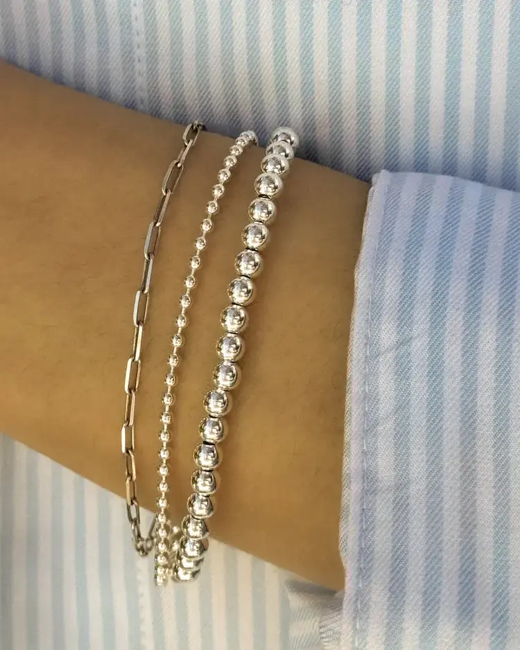 Leah Alexandra Ball Chain Bracelet Silver