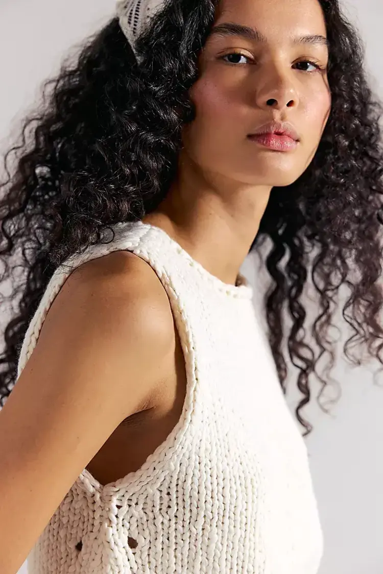 Free People Opal Knit Tank Whisper White