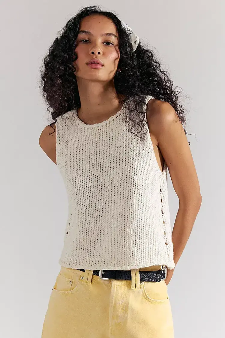 Free People Opal Knit Tank Whisper White