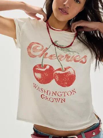 Free People Nova Graphic Tee Cherry Combo